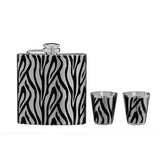 Aidan Zebra Hip Flask and Shot Glasses Set