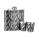 Aidan Zebra Hip Flask and Shot Glasses Set