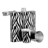 Aidan Zebra Hip Flask and Shot Glasses Set