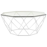 Arise Hexagon Tempered Glass Chrome Coffee Table