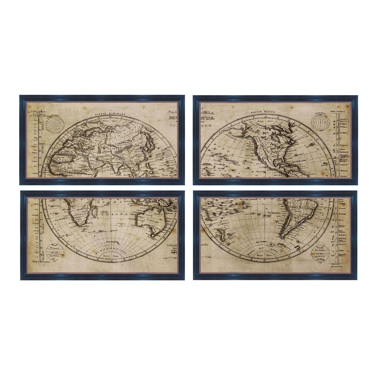 Set of 4 World Framed Wall Arts