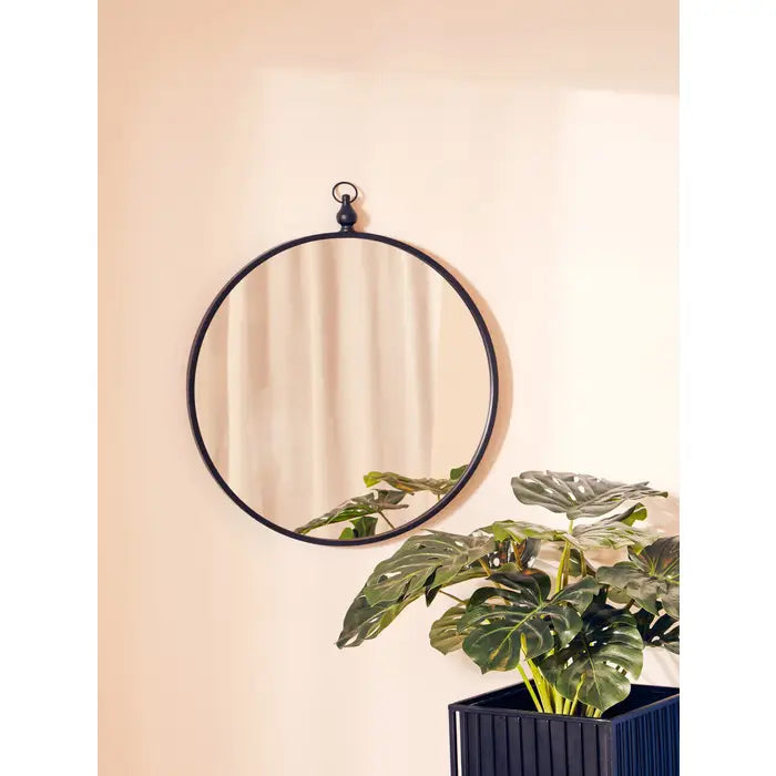 Altas Black Wall Mirror With Circular Hook