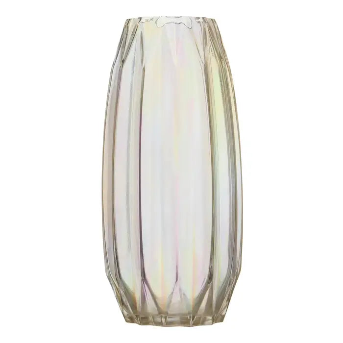 Phoman Large Glass Vase with Iridescent Finish