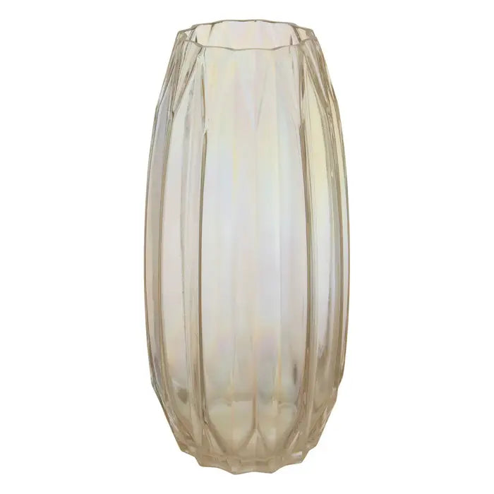 Phoman Large Glass Vase with Iridescent Finish