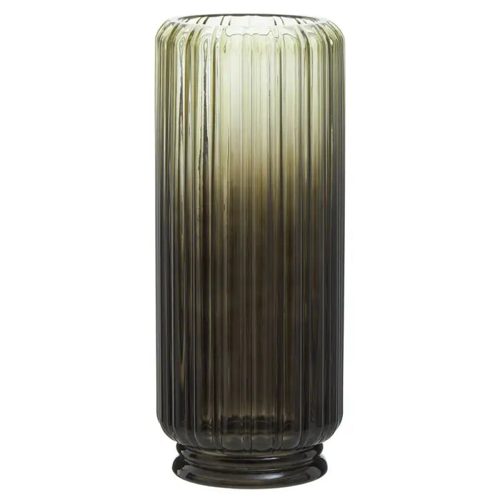 Charm Large Grey Ribbed Glass Vase