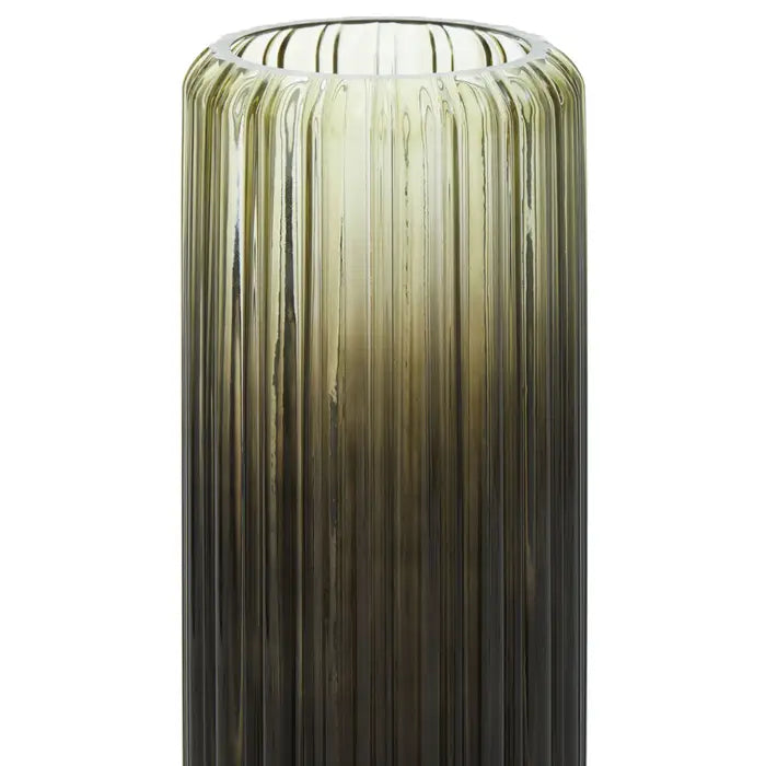 Charm Large Grey Ribbed Glass Vase