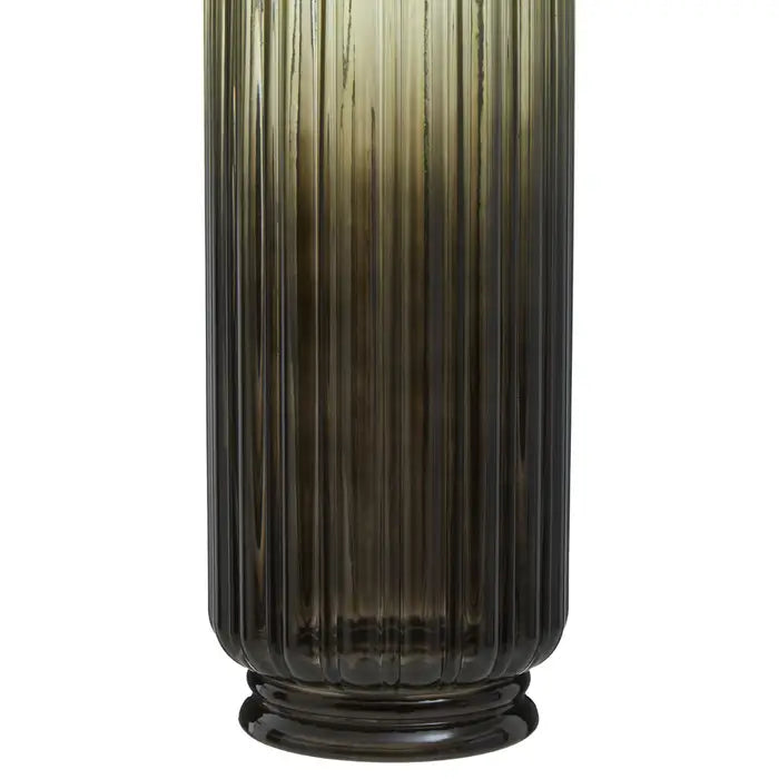Charm Large Grey Ribbed Glass Vase