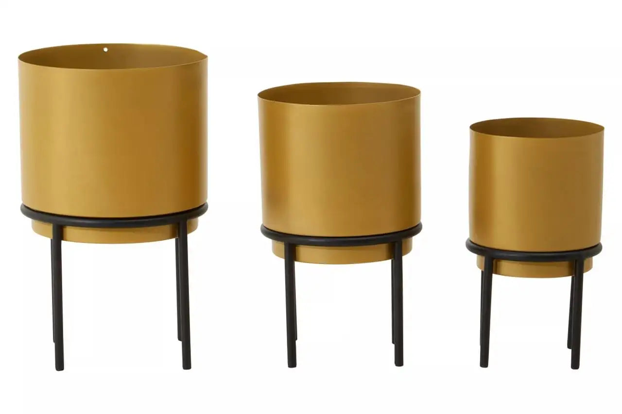 Avian Set Of Three Gold Finish Planters