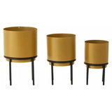Avento Set Of Three Gold Finish Planters