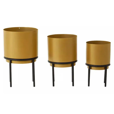 Avento Set Of Three Gold Finish Planters