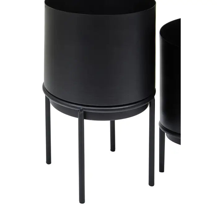 Avian Set Of Three Black Finish Planters