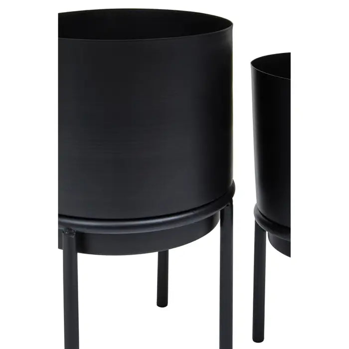 Avian Set Of Three Black Finish Planters