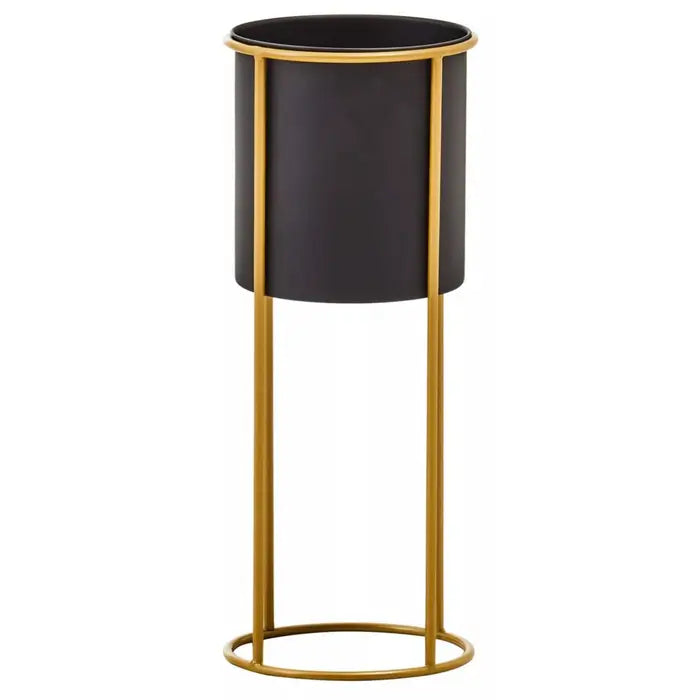 Tina Large Black And Gold Floor Standing Planter