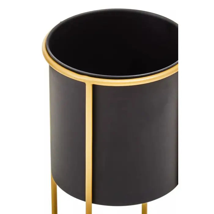 Tina Large Black And Gold Floor Standing Planter
