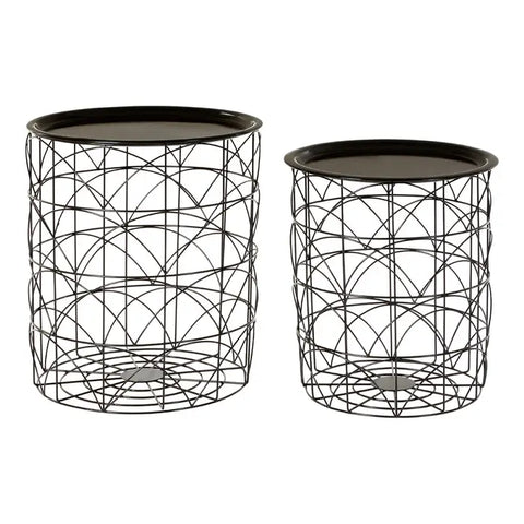 Hege Set Of 2 Black Wire Basket Tables
