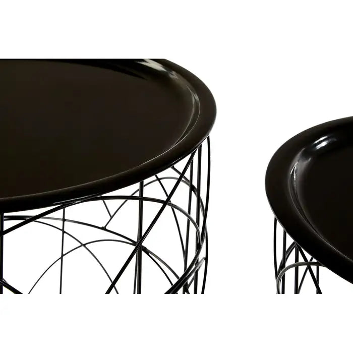 Helo Set Of 2 Black Wire Basket Tables