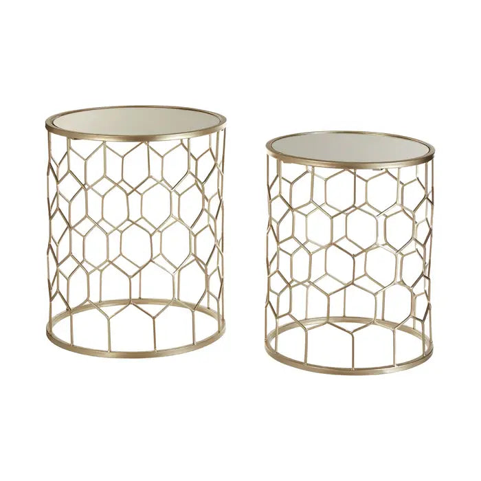 Set Of Two Honeycomb Side Tables.