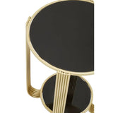 Jolie Round End Table with Black Glass And Gold Frame