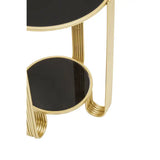 Jolie Round End Table with Black Glass And Gold Frame