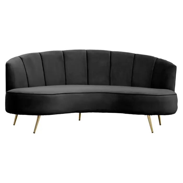 Harrison Three Seat Black Velvet Sofa