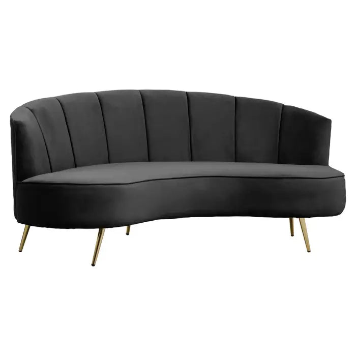 Harrison Three Seat Black Velvet Sofa