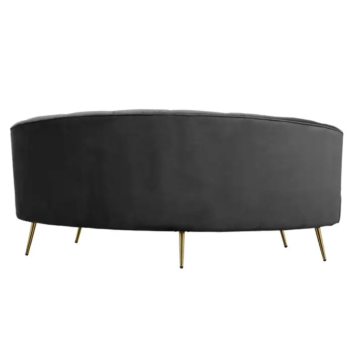 Harrison Three Seat Black Velvet Sofa