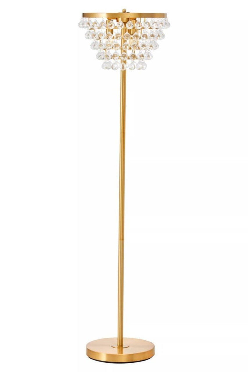 Hasen Clear Crystal Floor Lamp with Gold Metal