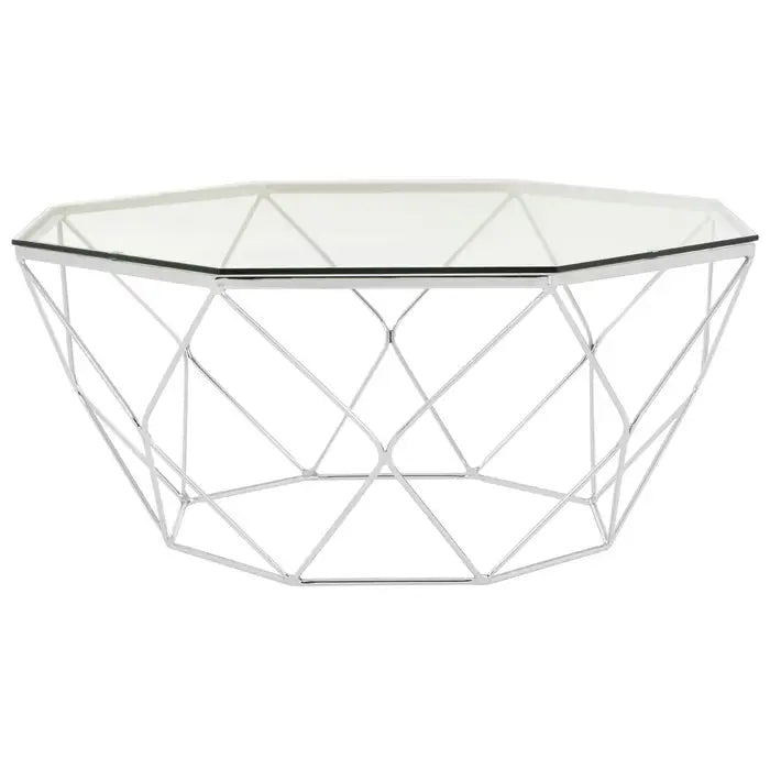 Arise Hexagon Tempered Glass Chrome Coffee Table