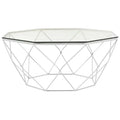 Arise Hexagon Tempered Glass Chrome Coffee Table
