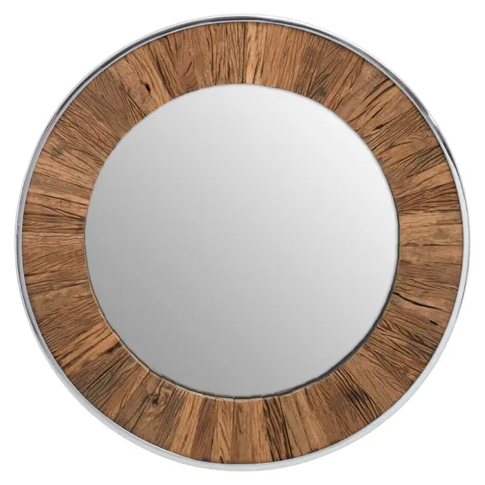 Kayla Natural Wood Round Mirror