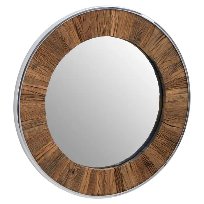 Kayla Natural Wood Round Mirror
