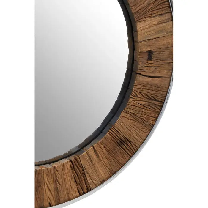 Kayla Natural Wood Round Mirror