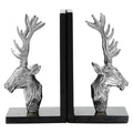 Knowles Set of 2 Stag Bookends with Marble Base