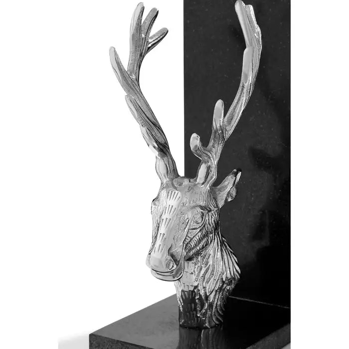 Knowles Set of 2 Stag Bookends with Marble Base