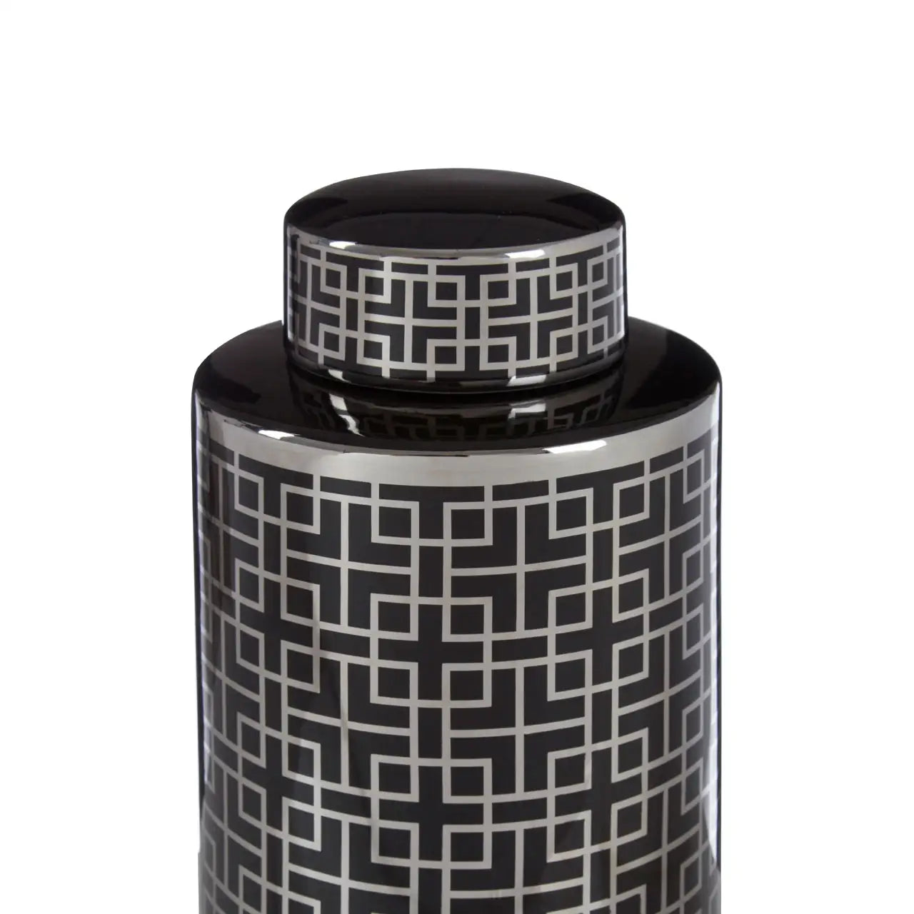 Dorio Black and Silver Finish Small Ceramic Jar