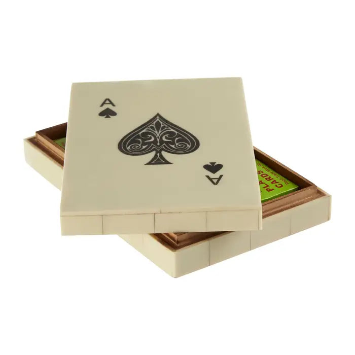 Chestnut Games Cream and Black Double Card Box with Playing Cards