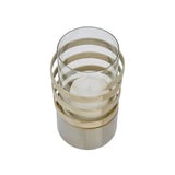 Amreli Small Vertical Textured Gold Metal Hurricane Candle Holder