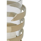 Amreli Small Vertical Textured Gold Metal Hurricane Candle Holder