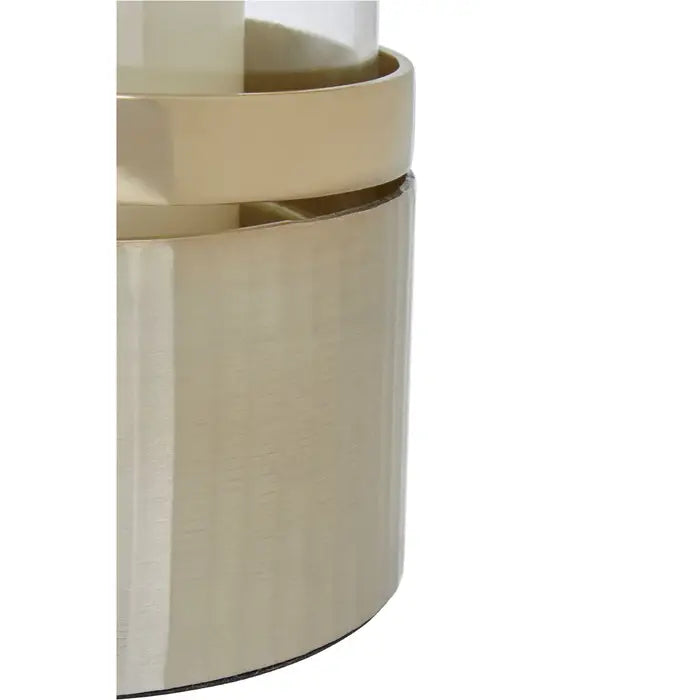 Amrada Small Vertical Textured Gold Metal Hurricane Candle Holder