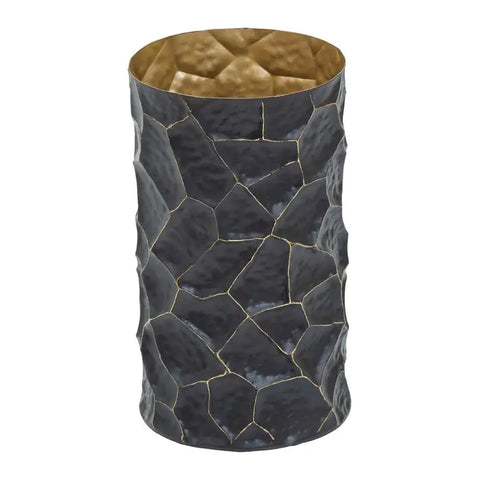 Akola Small Metal Vase in Black and Gold