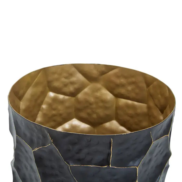 Akita Small Metal Vase in Black and Gold