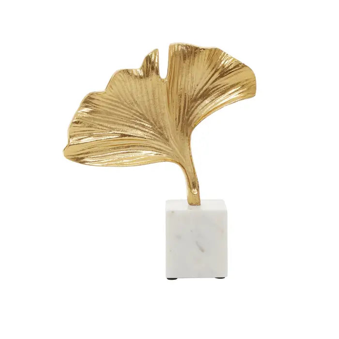 Merino Gold Finish Ginkgo Sculpture