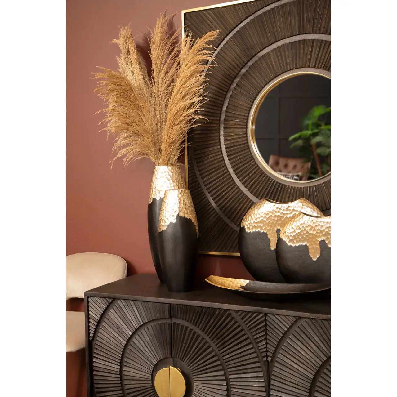 Dallas Small Black and Gold Vase