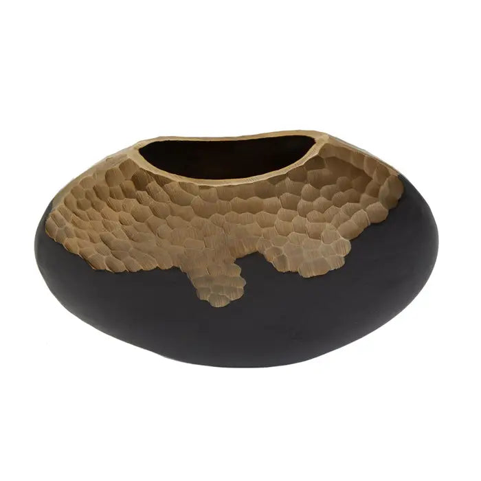 Dallas Small Black and Gold Round Vase