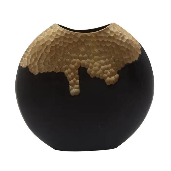 Darios Large Black and Gold Round Vase