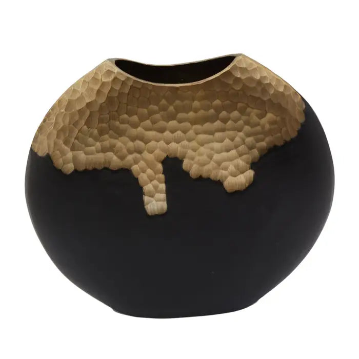 Darios Large Black and Gold Round Vase