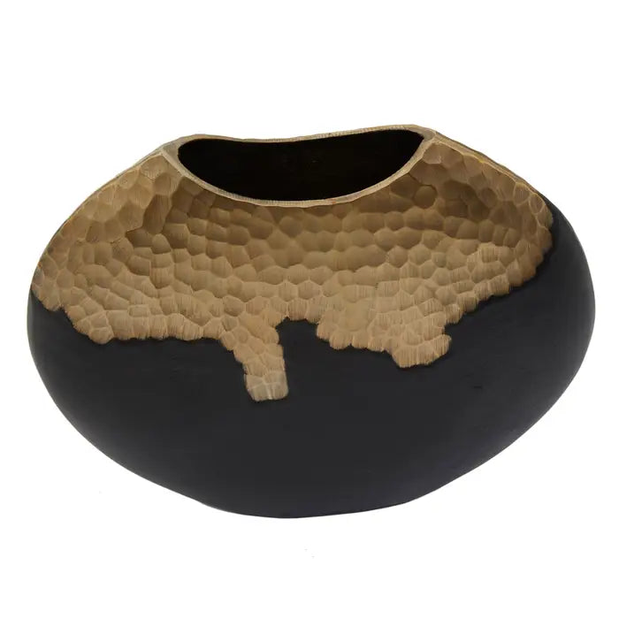 Darios Large Black and Gold Round Vase