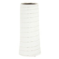Haiti Small White Silver Stripe Ceramic Vase