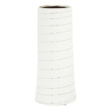 Haldis Small White Silver Stripe Ceramic Vase