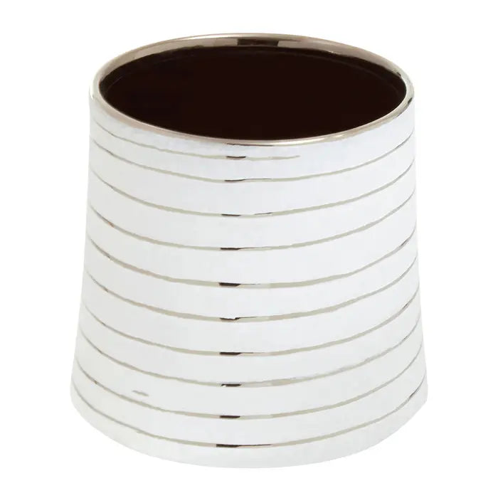 Halter Large White Silver Ceramic Planter